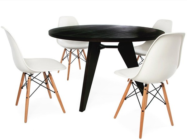 Round table Prouvé and 4 chairs