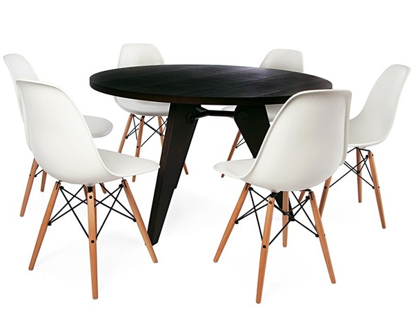 Round table Prouvé and 6 chairs