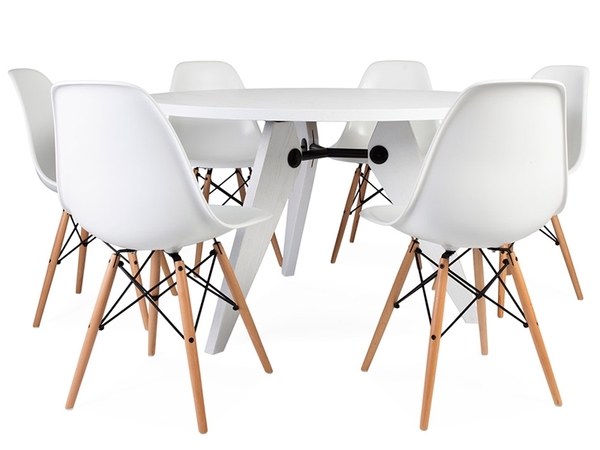 Round table Prouvé and 6 chairs