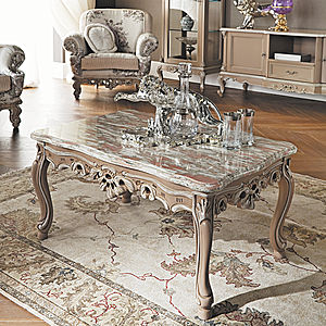 Rectangular coffee table with marble top by Modenese Gastone
