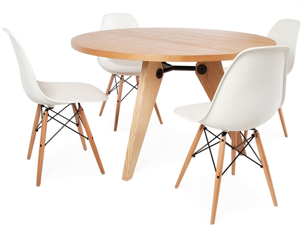Round table Prouvé and 4 chairs
